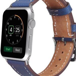 V-Moro Blue Leather Apple Watch Band